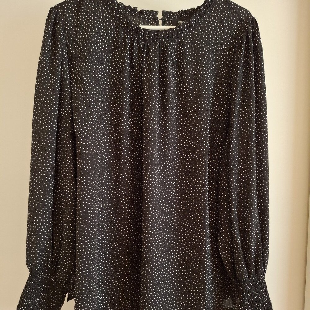 EUC Women's Jones & Co/Jones New York black polka dot dress shirt size 3X